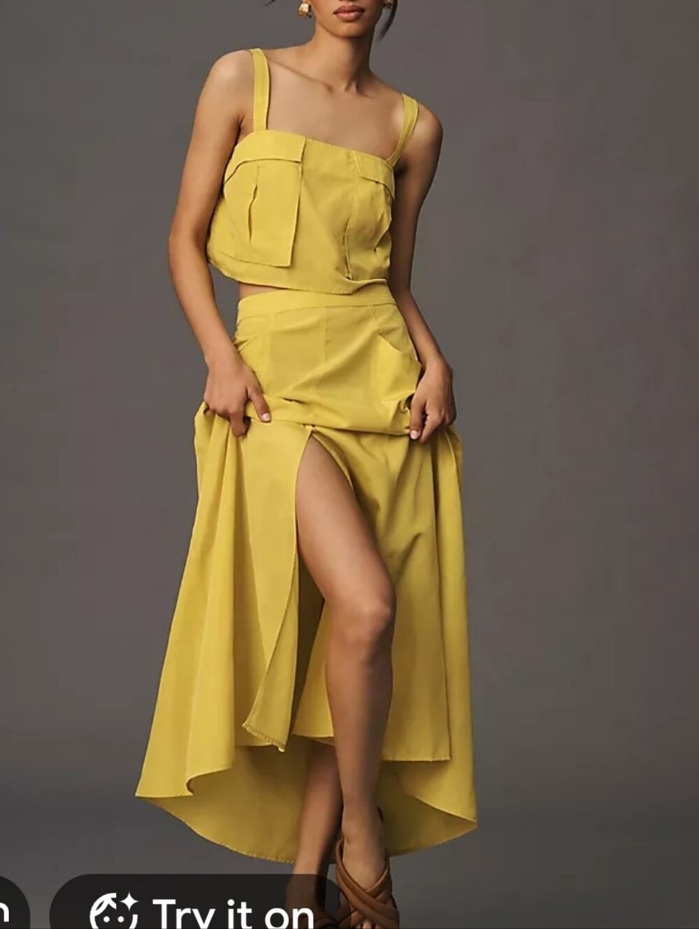 Sunday In Brooklyn By Anthropologie Yellow A-line Maxi Skirt Top Set M